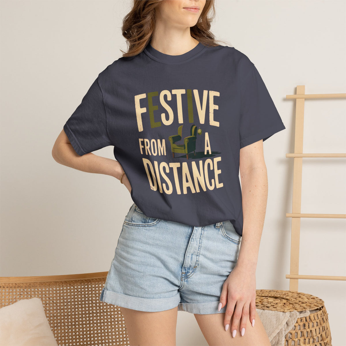 Introvert Christmas Shirt, Festive From A Distance Tee, Funny Introvert Gift, Anti Social Holiday Shirt, Cozy Christmas Tee, Funny Christma…