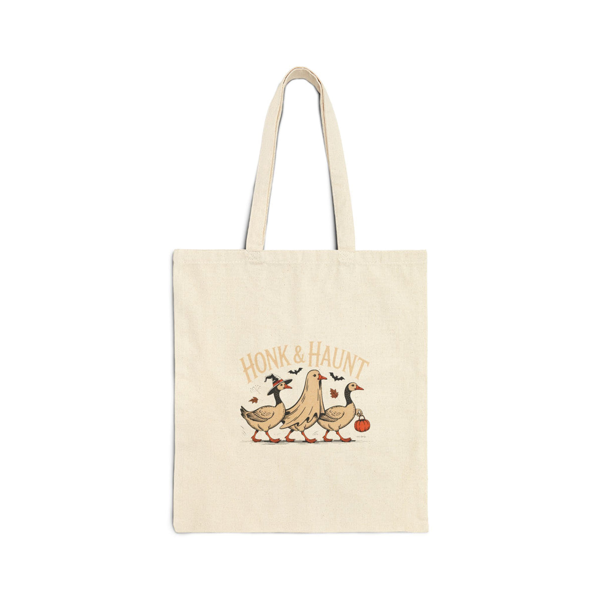 Honk & Haunt Geese Tote Bag, Funny Halloween Goose Canvas Bag, Vintage Spooky Bird Lover Gift, Witch Ghost Pumpkin Goose Tote