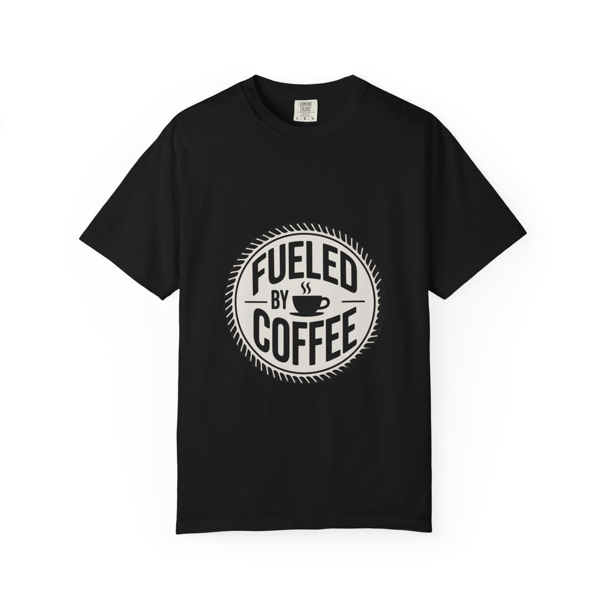 Fueled By Coffee Badge Shirt, Vintage Coffee Lover T-Shirt, Retro Coffee Stamp Logo Tee, Funny Coffee Addict Gift