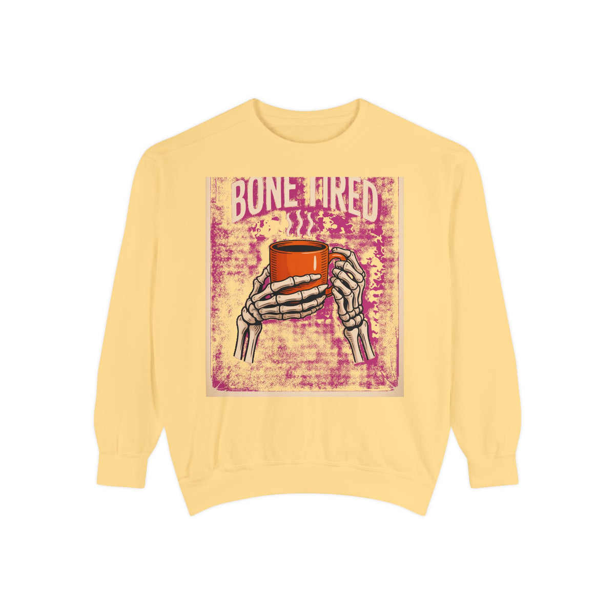 Bone Tired Coffee Skeleton Sweatshirt, Halloween Coffee Lover Crewneck, Funny Skeleton Hands Mug Shirt, Spooky Season Sweatshirt