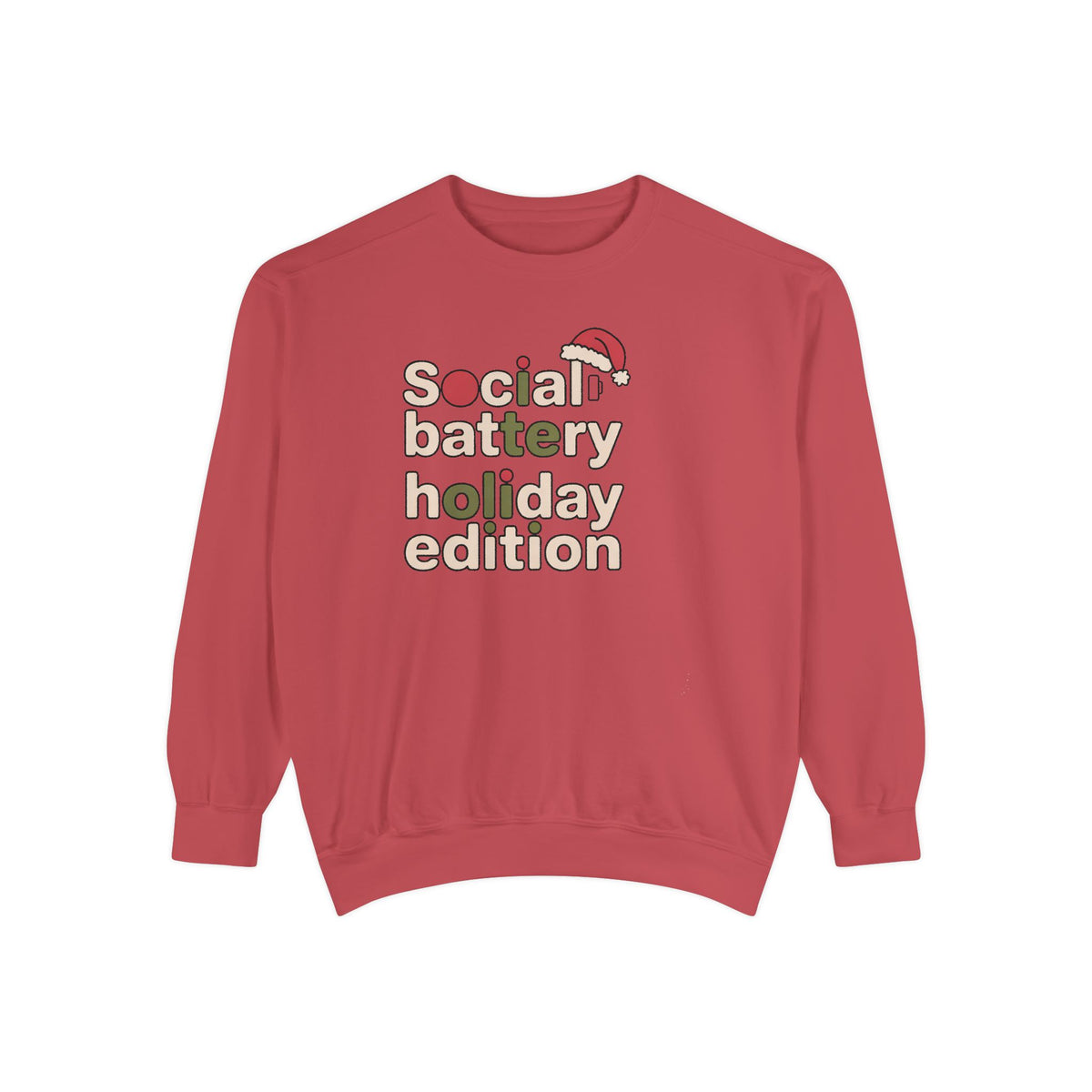 Social Battery Low Sweatshirt, Funny Christmas Gift For Introverts, Socially Tired Holiday Edition Crewneck, Anti Social Xmas Sweater