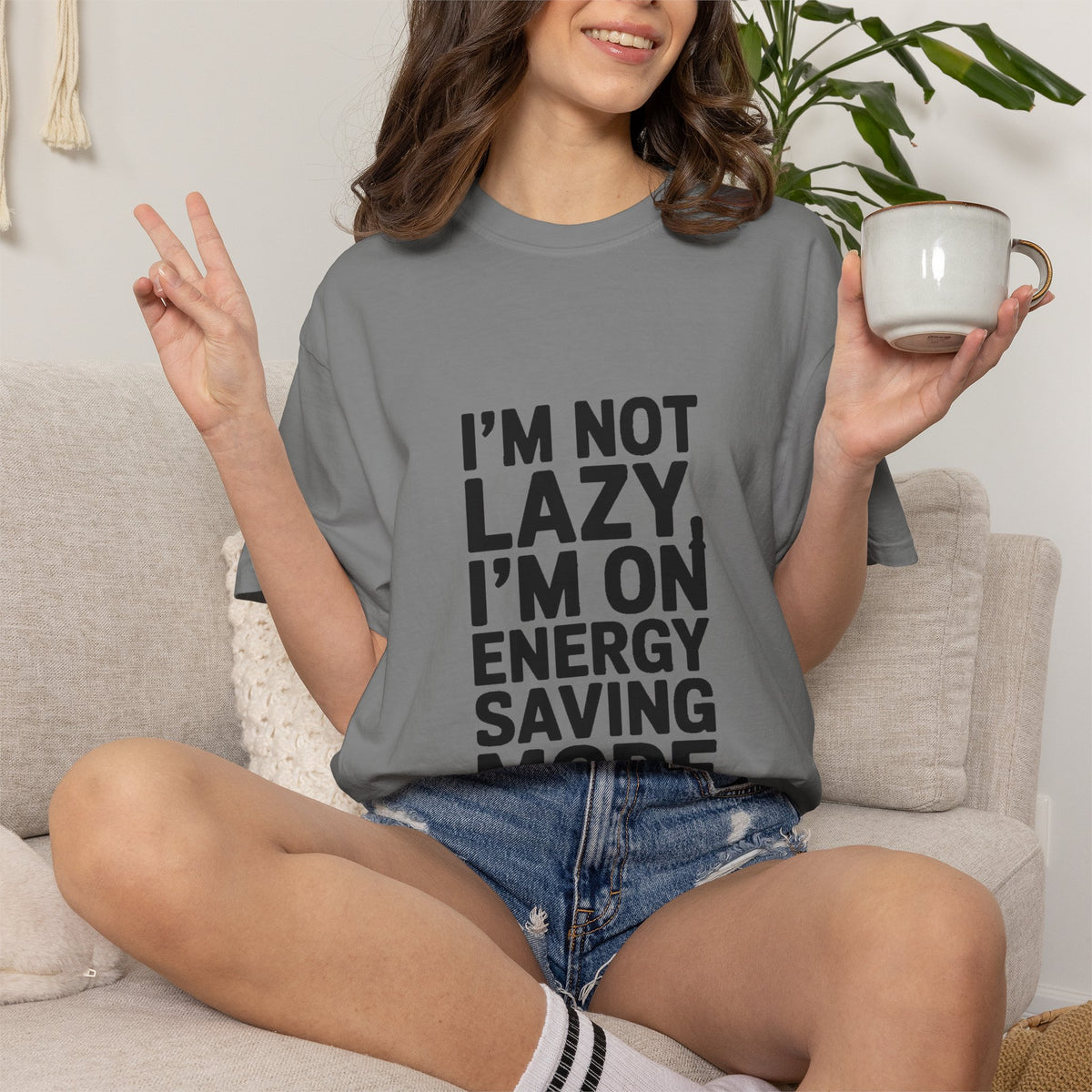 I'm Not Lazy I'm On Energy Saving Mode Shirt, Funny Sarcastic T-Shirt, Lazy Day Tee, Gift for Introvert