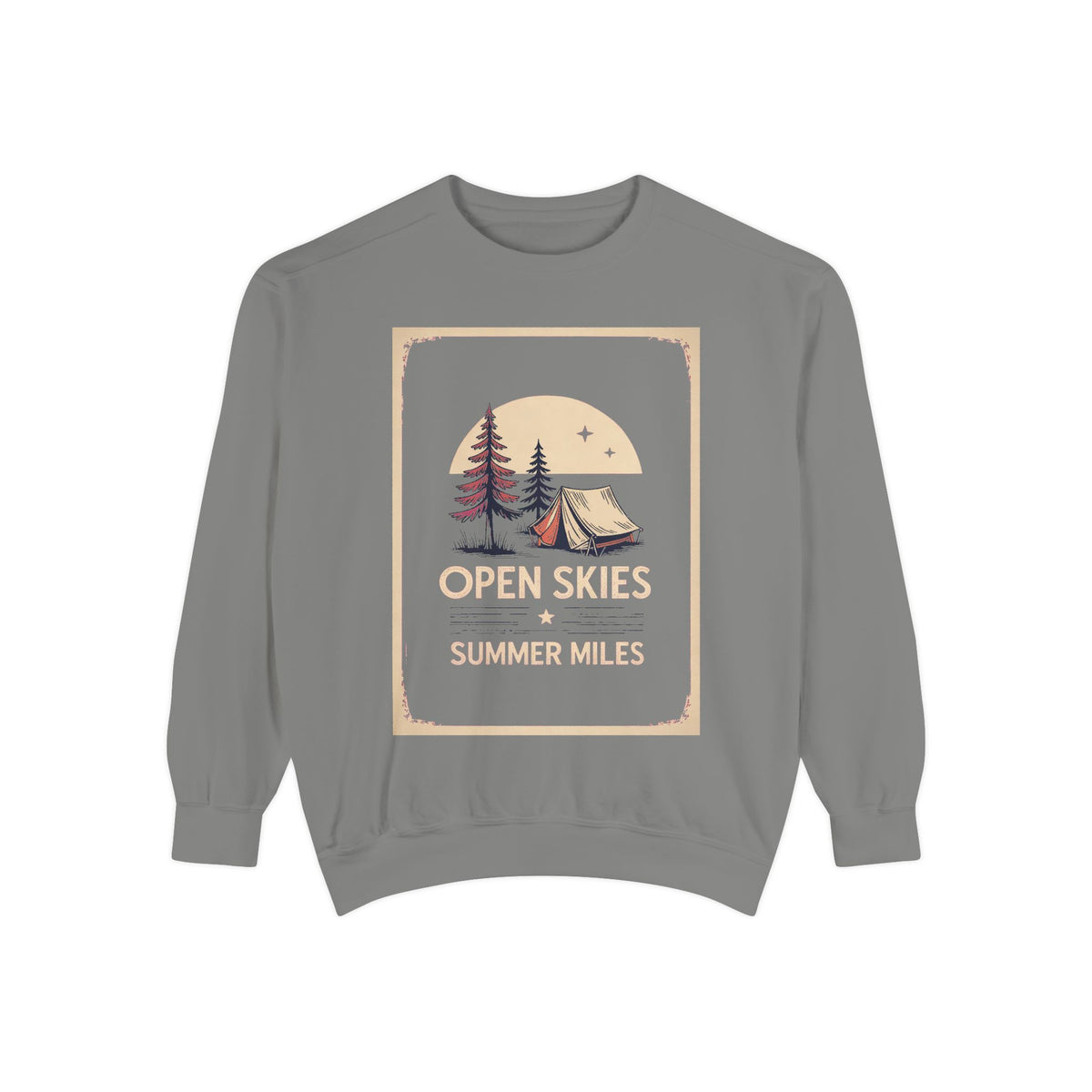 Camping Sweatshirt, Fourth of July Gift, Open Skies Summer Miles Crewneck, 4th of July Camping Tee, Patriotic Outdoor Sweatshirt, Camper Gi…