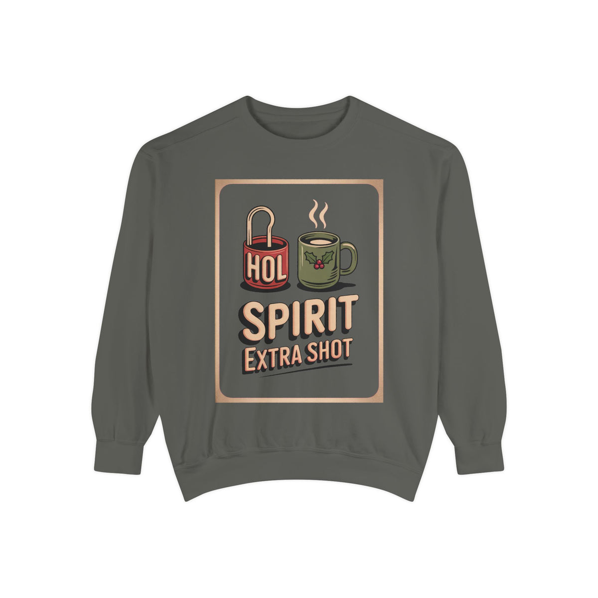 Coffee Lover Christmas Sweatshirt, Holiday Spirit Extra Shot Crewneck, Funny Christmas Coffee Gift, Retro Diner Lettering Sweatshirt, Coffe…