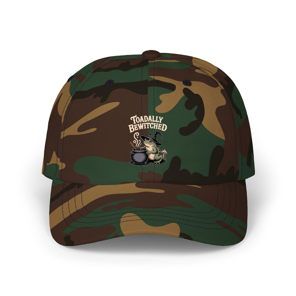 Toadally Bewitched Dad Cap, Funny Halloween Witch Toad Hat, Cottagecore Frog Embroidered Cap, Spooky Season Gift