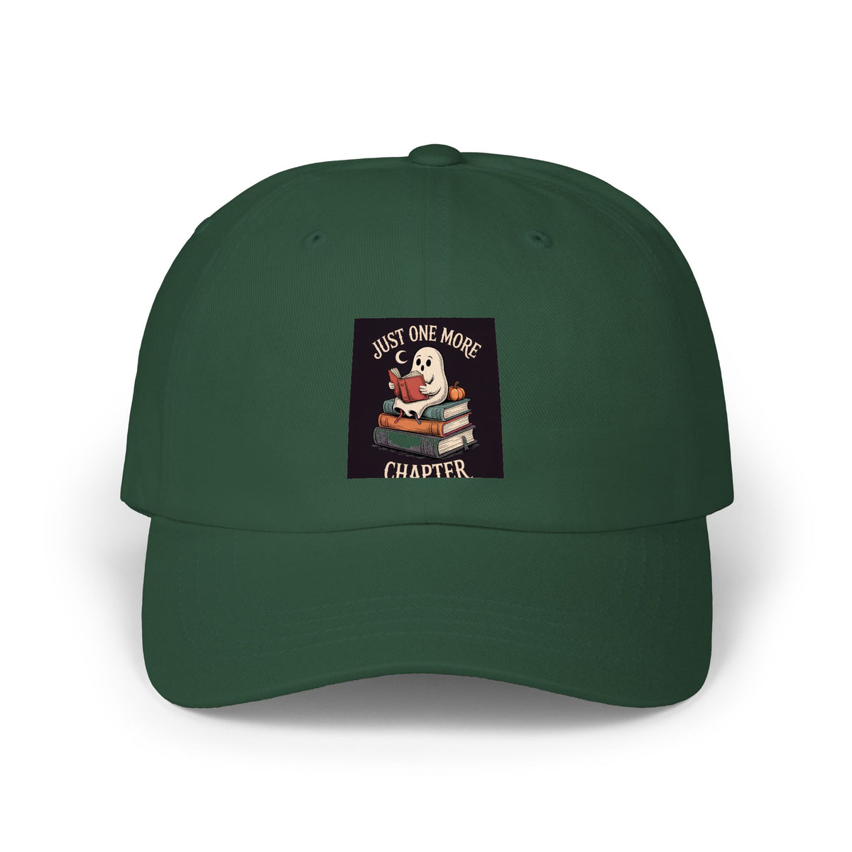 Just One More Chapter Ghost Dad Cap, Halloween Reading Hat, Bookish Ghost Embroidered Cap, Spooky Season Gift for Book Lovers
