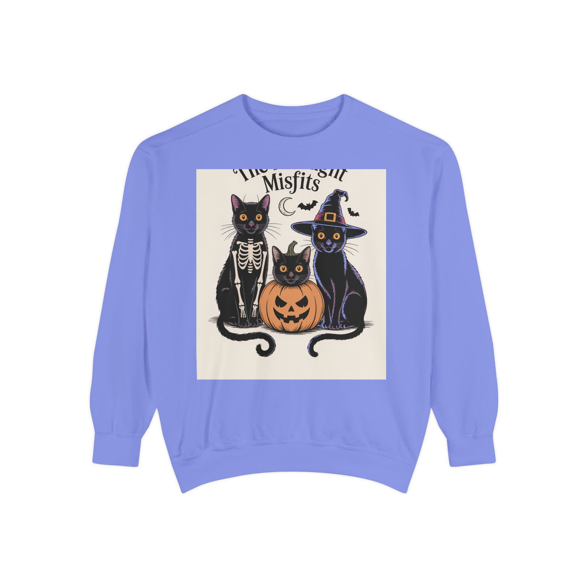 Halloween Black Cat Sweatshirt, Funny Cat Halloween Crewneck, Spooky Season Tee, The Midnight Misfits Cats Costume Shirt Gift