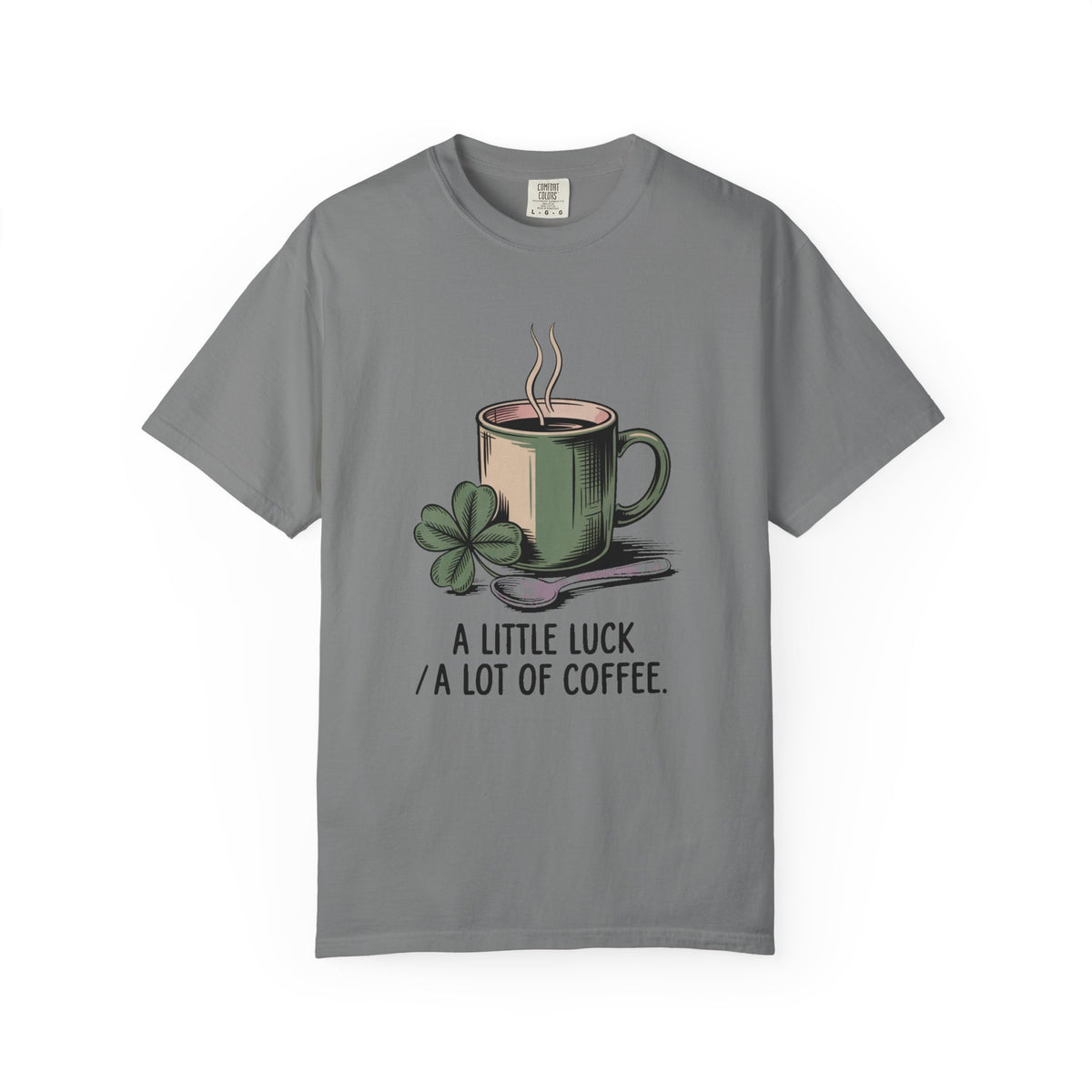 Coffee Lover St Patrick's Day Shirt, A Little Luck A Lot Of Coffee Tee, Funny St Paddy's Day Gift, Shamrock Mug Tee, Lucky Coffee Lover Shi…