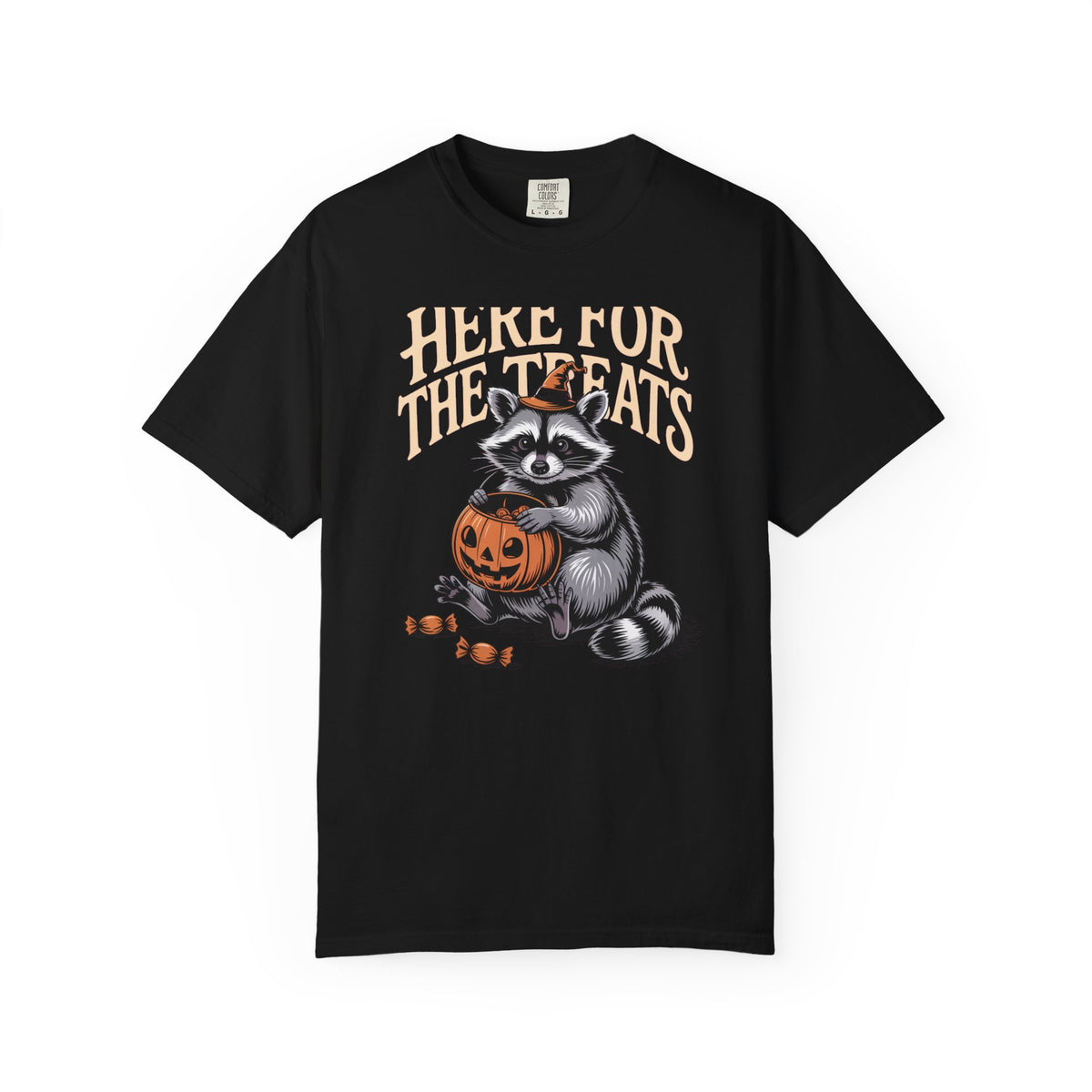 Here For The Treats Raccoon Shirt, Funny Halloween T-Shirt, Vintage Trick Or Treat Tee, Spooky Season Raccoon Gift