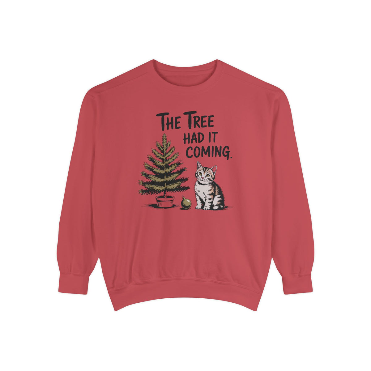 Cat Lover Sweatshirt, Funny Christmas Cat Gift, The Tree Had It Coming Crewneck, Cat Mom Christmas Sweater, Funny Holiday Gift For Cat Love…