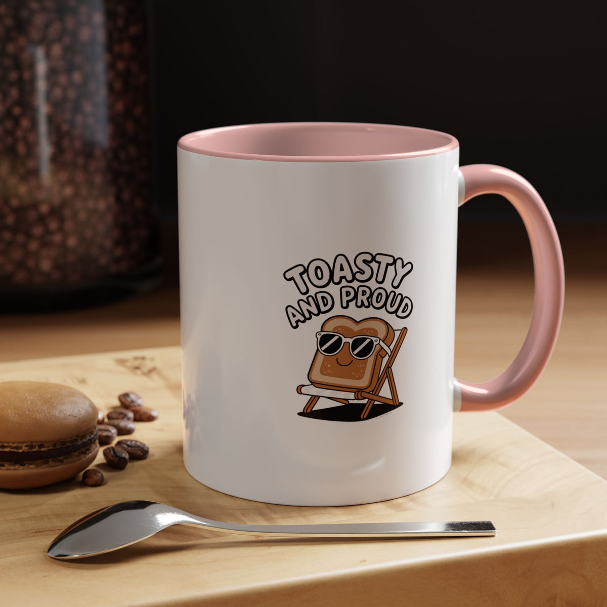 Toasty And Proud Mug, Funny Toast Sunglasses Coffee Mug, Cute Breakfast Lover Gift, Beach Chair Toast Cup, Funny Kitchen Mug