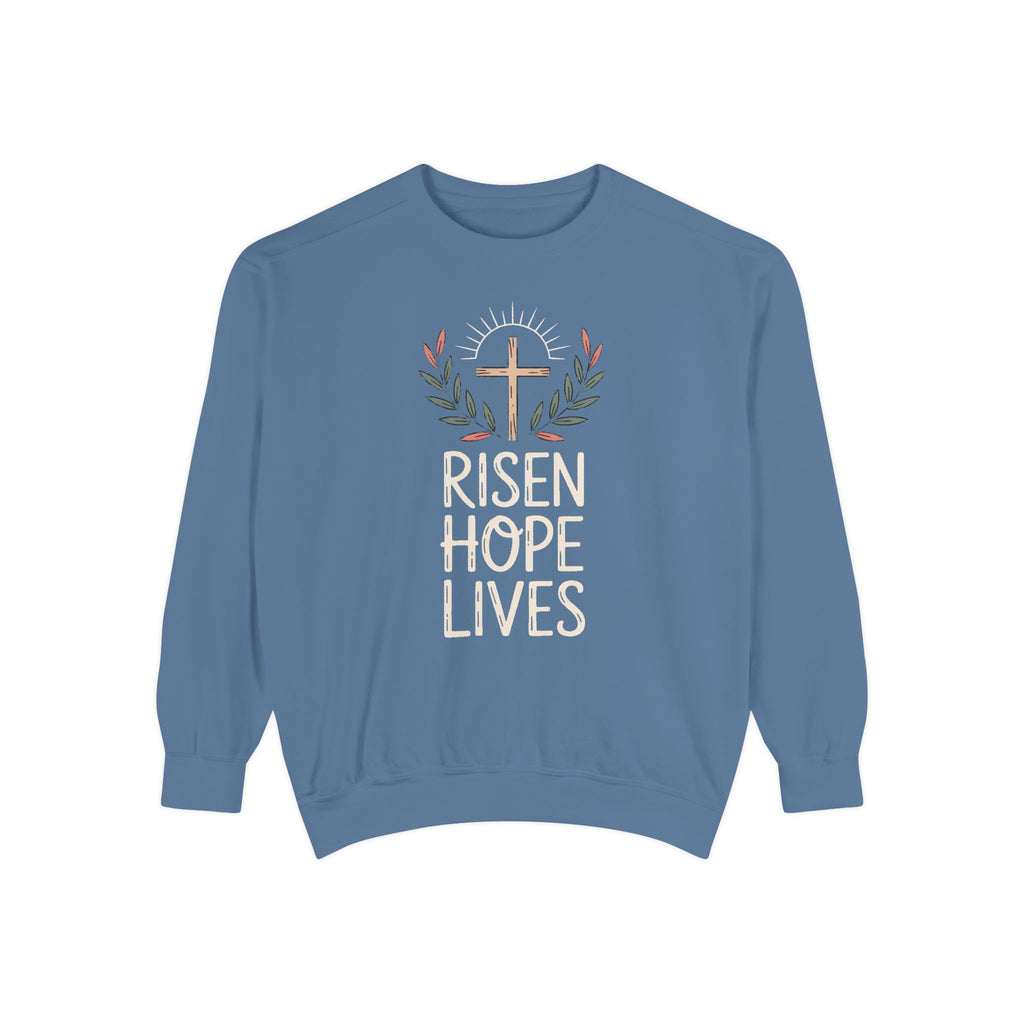 Christian Easter Sweatshirt, Risen Hope Lives Crewneck, He Is Risen Gift, Religious Easter Crewneck, Faith Based Easter Gift, Cross Sweatsh…