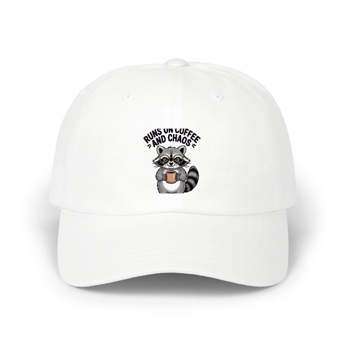 Nurse Raccoon Energy Dad Hat, Funny Coffee Lover Cap, Runs on Coffee and Chaos Embroidered Hat, Nurse Gift Cap, Raccoon Lover Gift