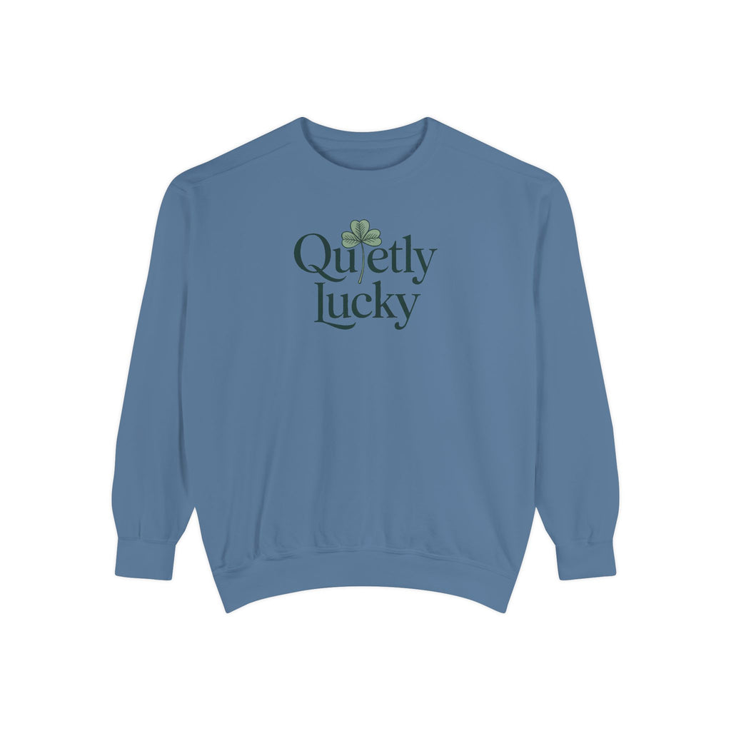 Introvert Sweatshirt, Quietly Lucky Shirt, St Patricks Day Gift For Introvert, Minimalist Shamrock Sweatshirt, Subtle St Paddys Day Tee, In…