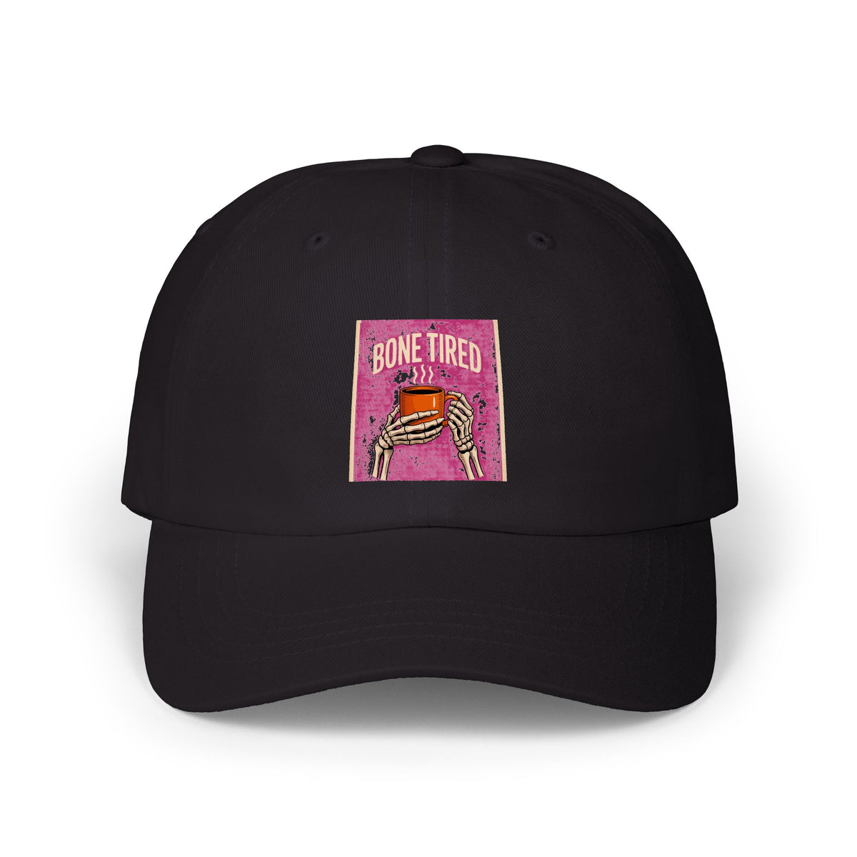 Bone Tired Coffee Dad Hat, Skeleton Hands Coffee Cap, Funny Halloween Hat, Vintage Halloween Dad Cap, Spooky Season Coffee Lover Gift