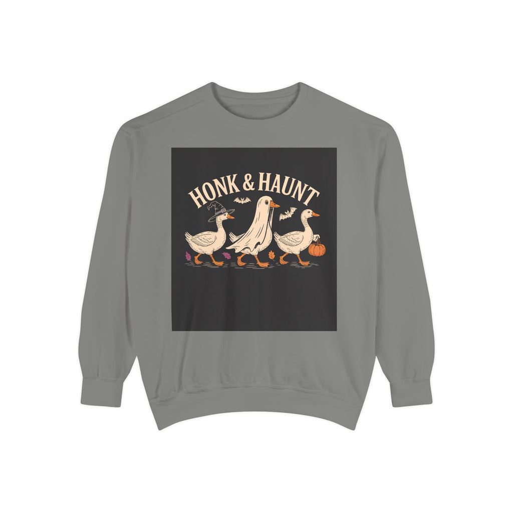 Honk & Haunt Geese Sweatshirt, Funny Halloween Goose Crewneck, Vintage Spooky Season Sweatshirt, Bird Lover Halloween Gift