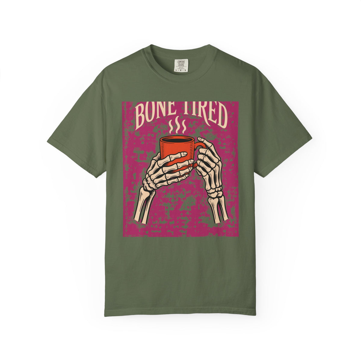 Bone Tired Halloween Shirt, Skeleton Hands Coffee T-Shirt, Vintage Halloween Coffee Lover Tee, Spooky Season Graphic Shirt