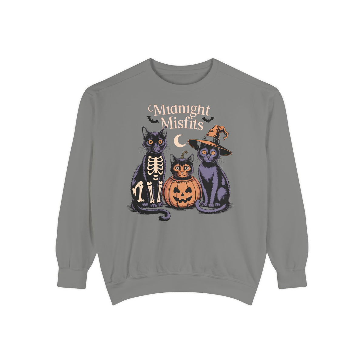 The Midnight Misfits Cats Halloween Sweatshirt, Funny Black Cat Costume Crewneck, Spooky Season Cat Lover Gift