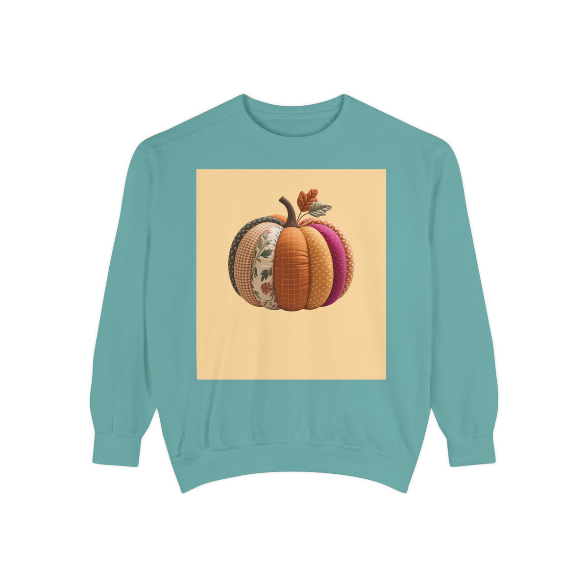 Patchwork Pumpkin Sweatshirt, Fall Quilted Pumpkin Crewneck, Halloween Shirt, Cozy Autumn Gift, Embroidered Style Pumpkin Sweater