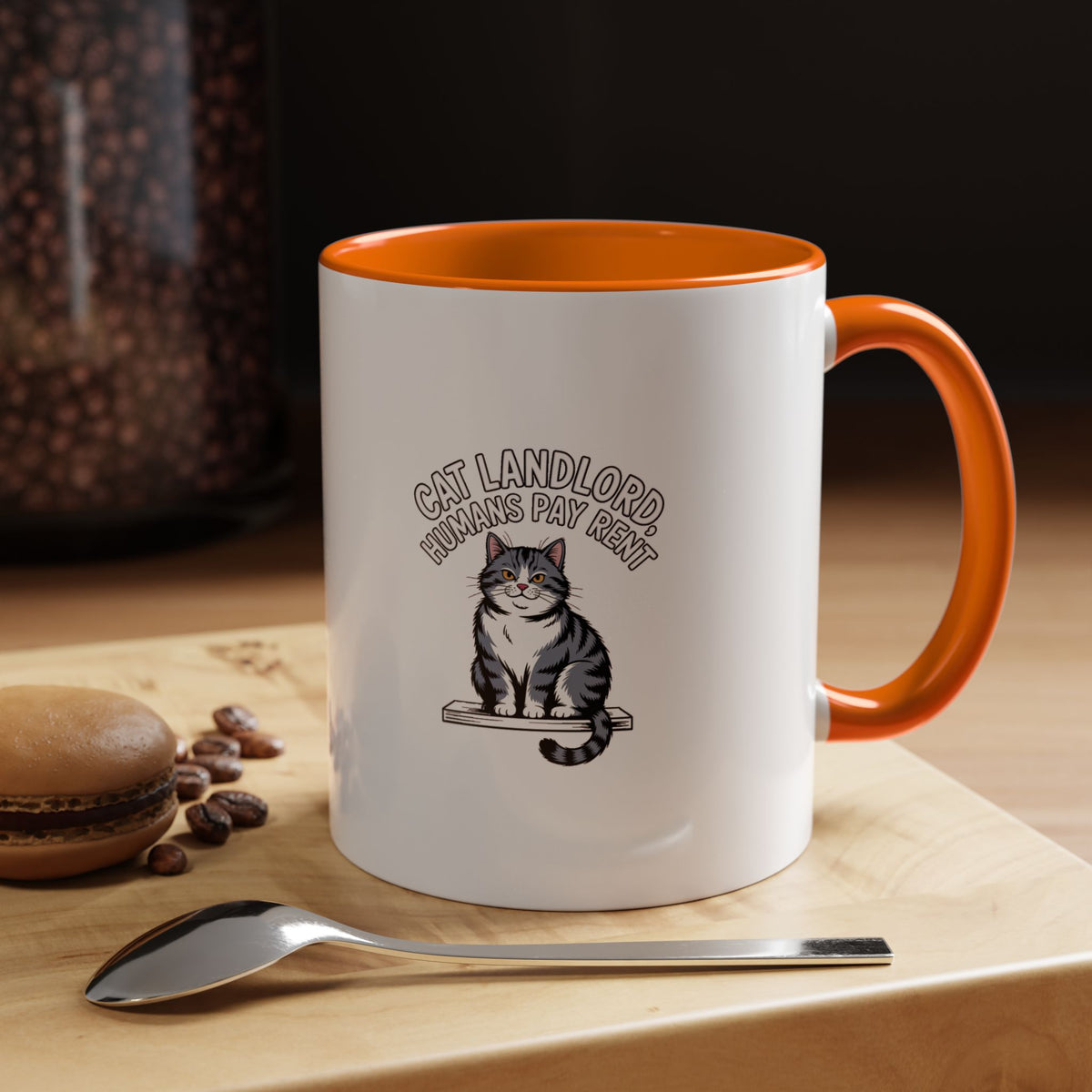 Cat Landlord Mug, Funny Cat Owner Coffee Cup, Humans Pay Rent Mug, Cute Cat Lover Gift, Smug Cat Ceramic Mug