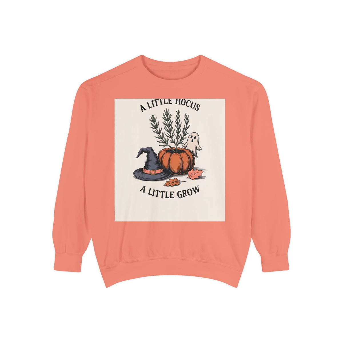 A Little Hocus A Little Grow Sweatshirt, Halloween Pumpkin Planter Crewneck, Witchy Botanical Sweatshirt, Cozy Fall Halloween Shirt
