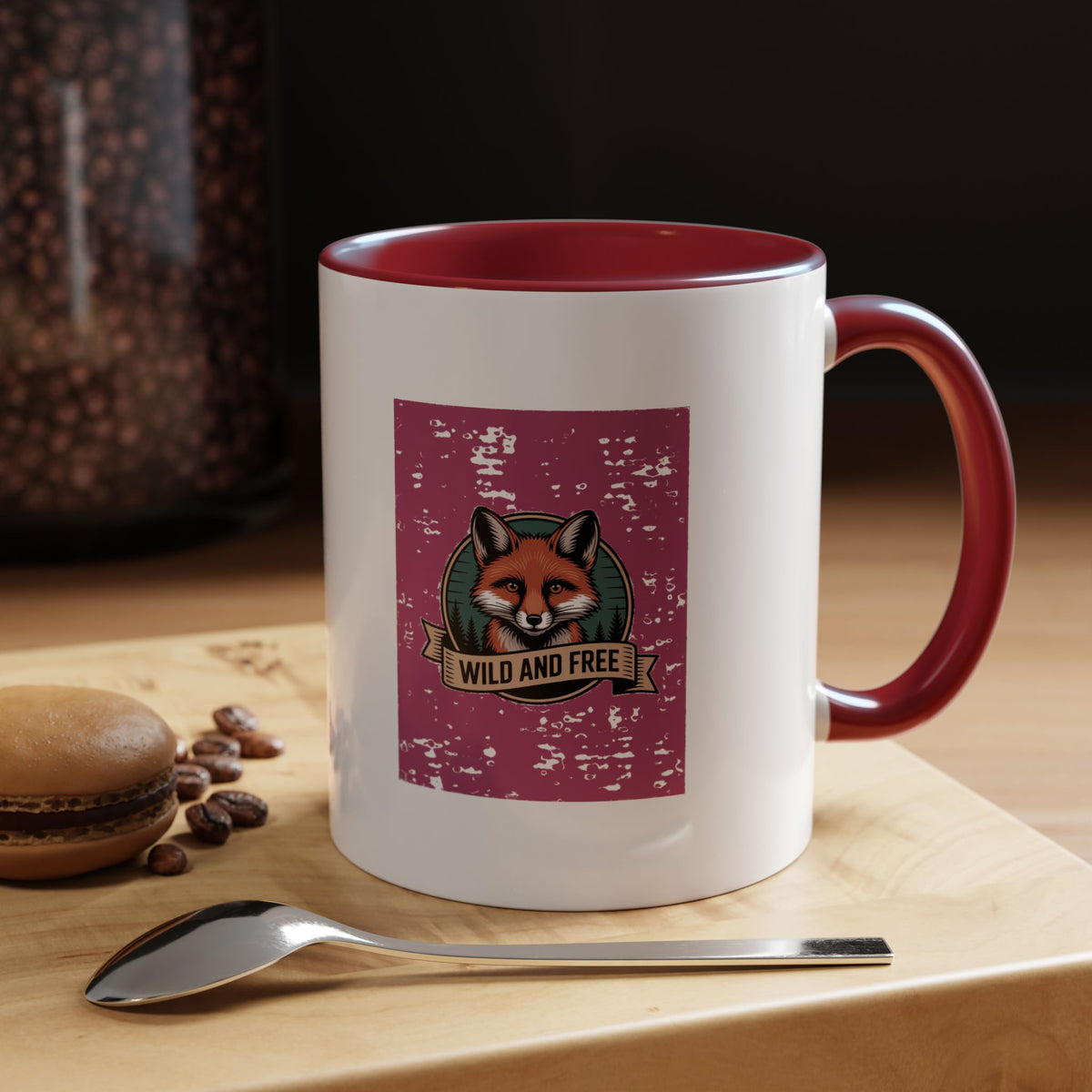 Retro Fox Badge Mug, Vintage Wildlife Patch Coffee Mug, Wild And Free Outdoor Mug, Fox Lover Gift, Camping Nature Ceramic Mug