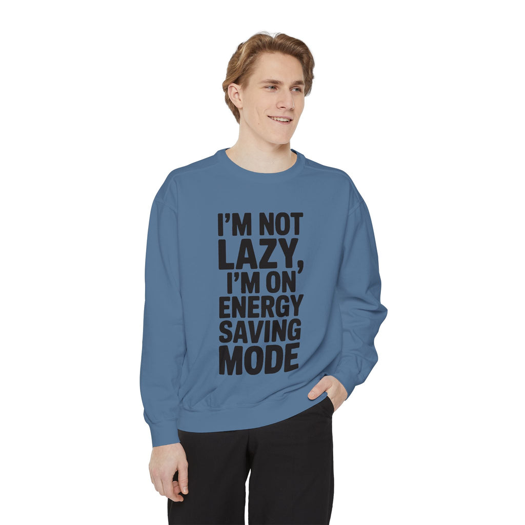 Energy Saving Mode Sweatshirt, Funny Lazy Quote Crewneck, I'm Not Lazy Embroidered Sweatshirt, Sarcastic Gift for Introvert