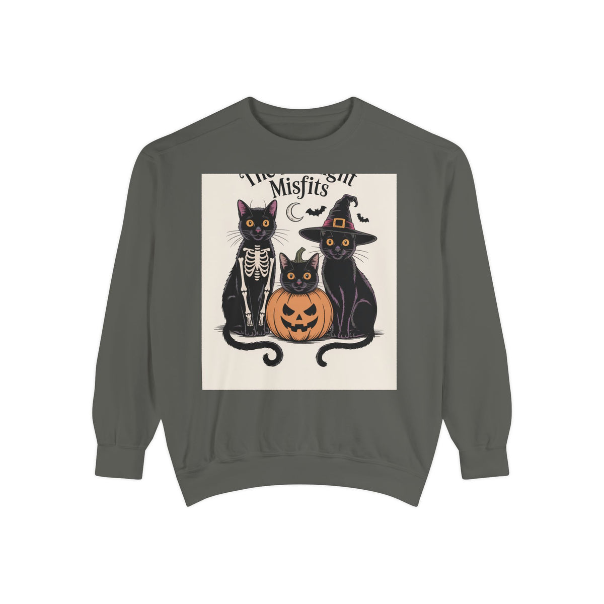Halloween Black Cat Sweatshirt, Funny Cat Halloween Crewneck, Spooky Season Tee, The Midnight Misfits Cats Costume Shirt Gift
