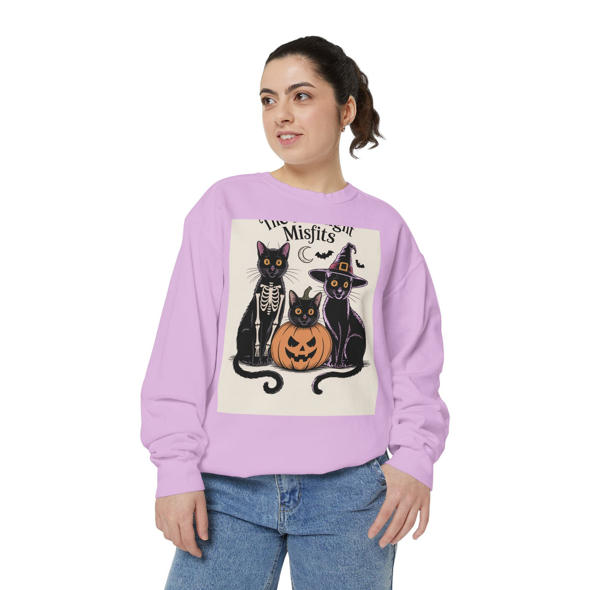 Halloween Black Cat Sweatshirt, Funny Cat Halloween Crewneck, Spooky Season Tee, The Midnight Misfits Cats Costume Shirt Gift