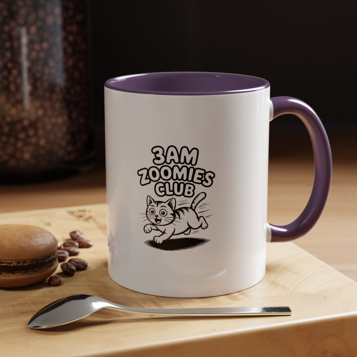 3AM Zoomies Club Mug, Funny Crazy Cat Coffee Mug, Cute Cartoon Cat Lover Gift, Zoomies Cat Owner Present, Ceramic Accent Mug