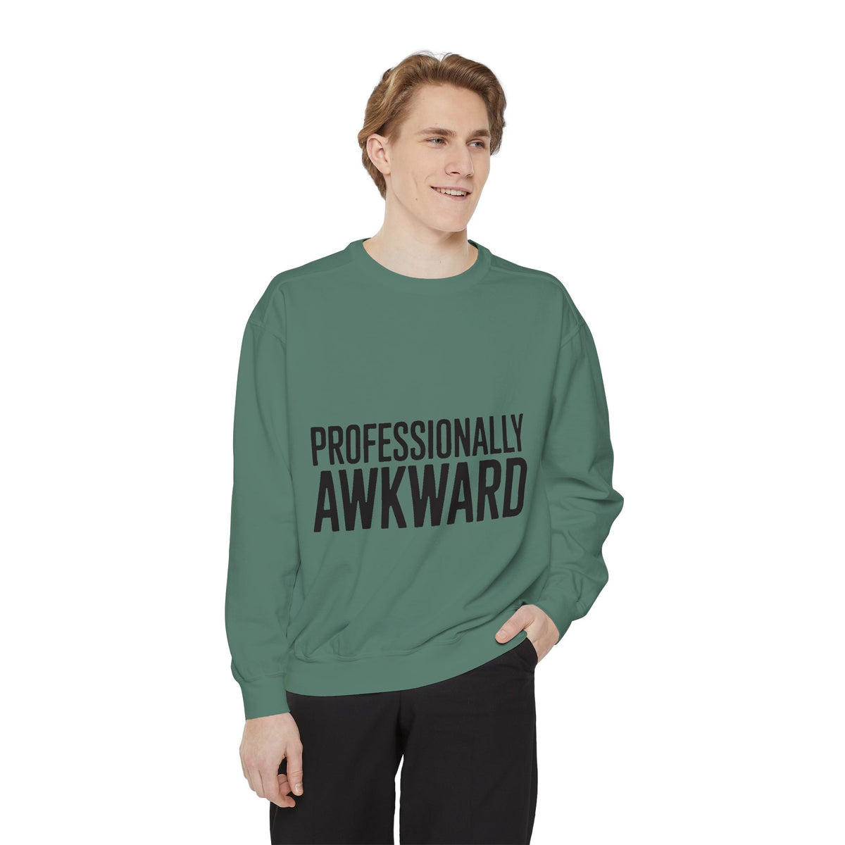 Professionally Awkward Sweatshirt, Funny Embroidered Crewneck, Minimalist Typography Sweatshirt, Sarcastic Coworker Gift
