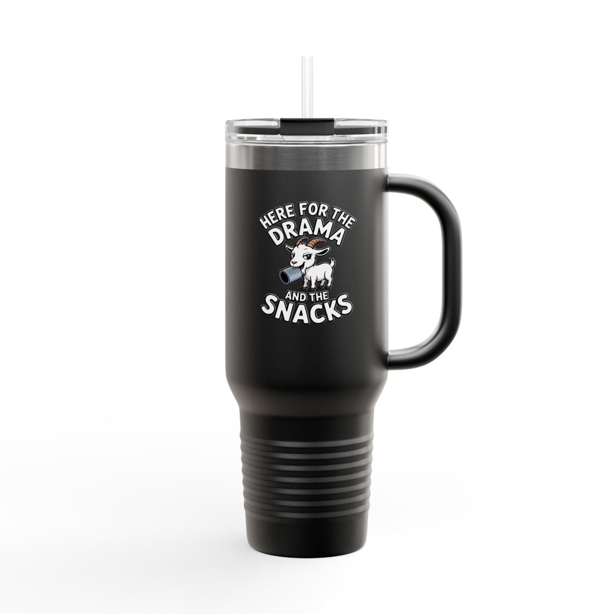 Funny Goat Travel Mug, Here For The Drama And The Snacks Tumbler, Cute Goat 40oz Cup, Sarcastic Goat Lover Gift, Farm Animal Mug