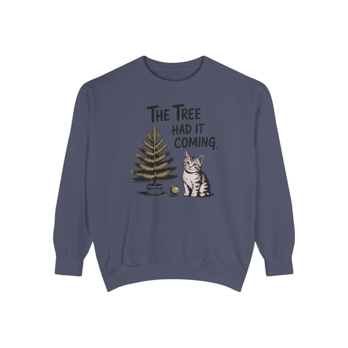 Cat Lover Sweatshirt, Funny Christmas Cat Gift, The Tree Had It Coming Crewneck, Cat Mom Christmas Sweater, Funny Holiday Gift For Cat Love…