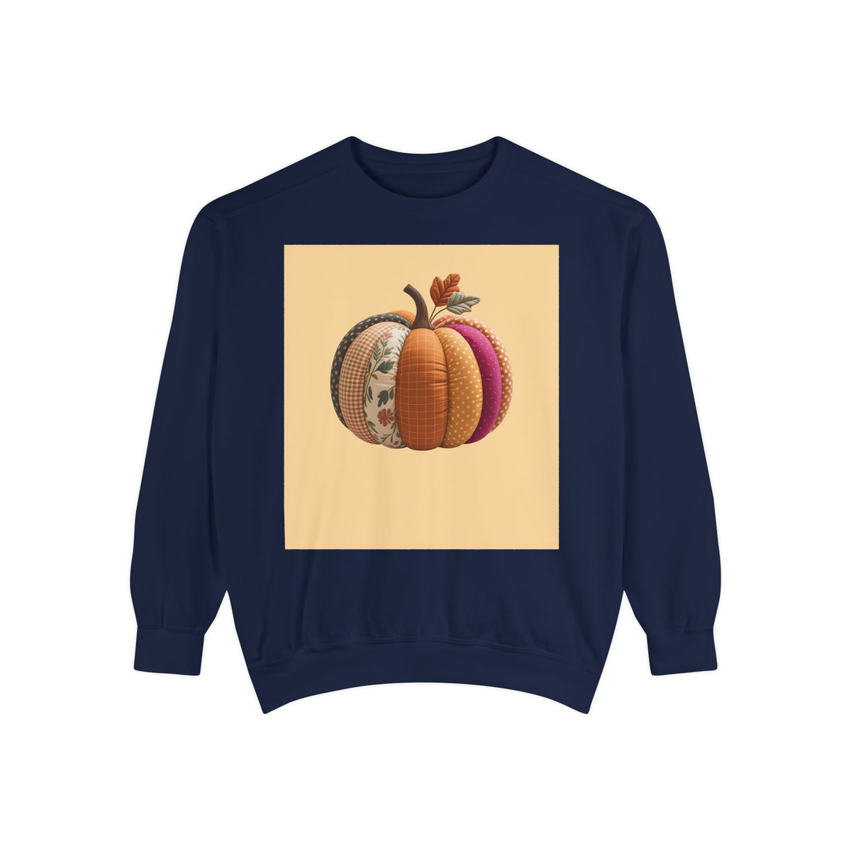 Patchwork Pumpkin Sweatshirt, Fall Quilted Pumpkin Crewneck, Halloween Shirt, Cozy Autumn Gift, Embroidered Style Pumpkin Sweater