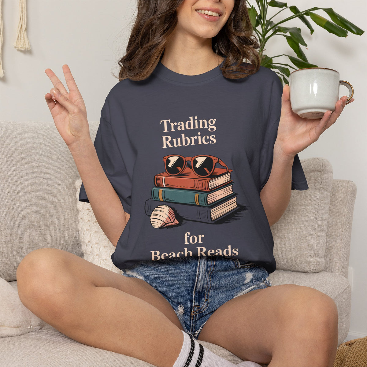 ELA Teacher Shirt, End of Year Teacher Gift, Trading Rubrics for Beach Reads Tee, English Teacher Appreciation Gift, Book Lover Shirt