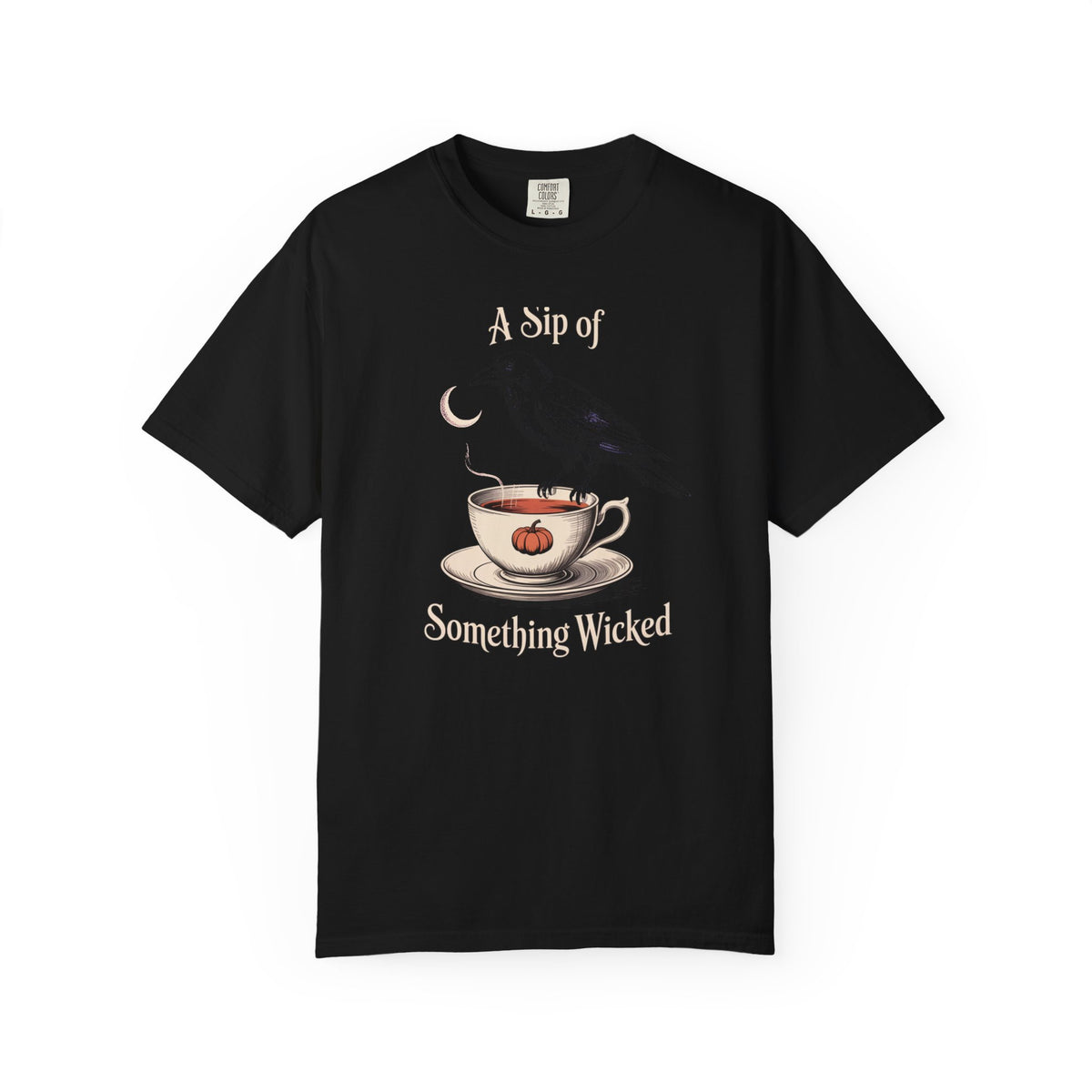 A Sip Of Something Wicked Crow Shirt, Vintage Halloween Tea Tee, Gothic Crow Pumpkin T-Shirt, Witchy Autumn Gift