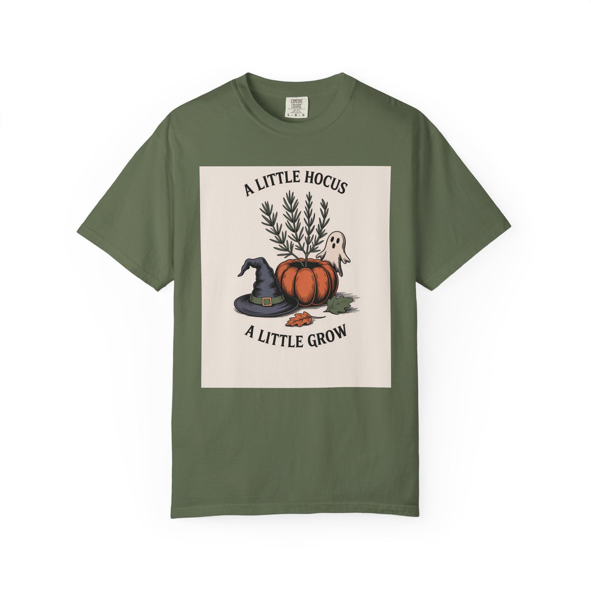 A Little Hocus A Little Grow Shirt, Halloween Botanical T-Shirt, Pumpkin Planter Witch Hat Ghost Tee, Cozy Fall Gift