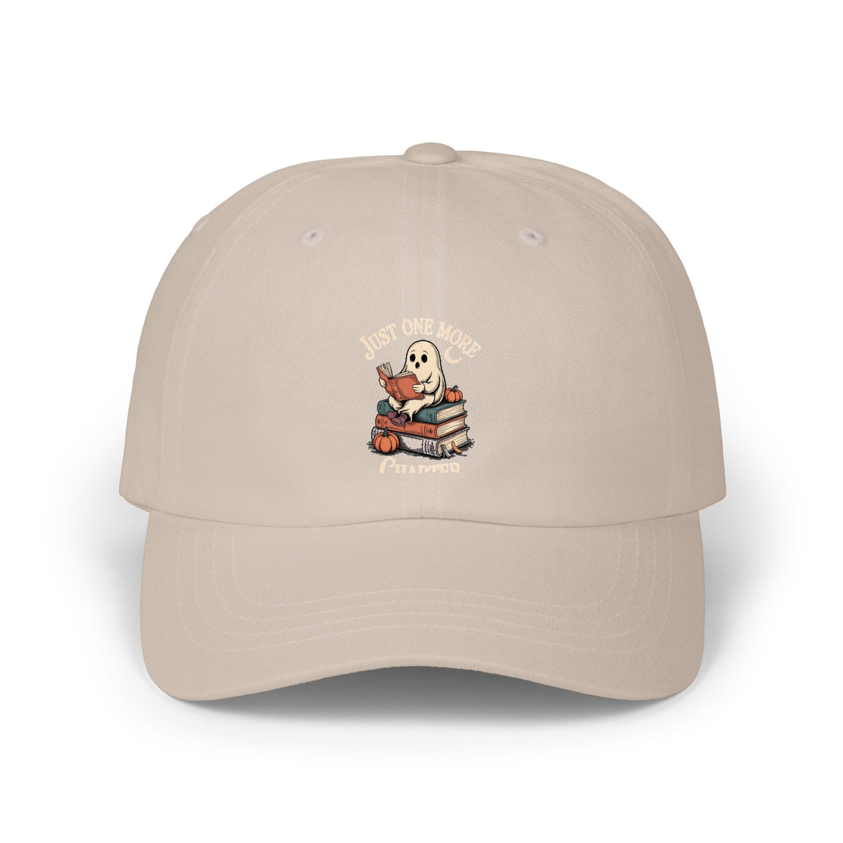 Just One More Chapter Ghost Dad Hat, Halloween Reading Cap, Spooky Book Lover Gift, Bookish Ghost Embroidered Hat, Cozy Fall Cap