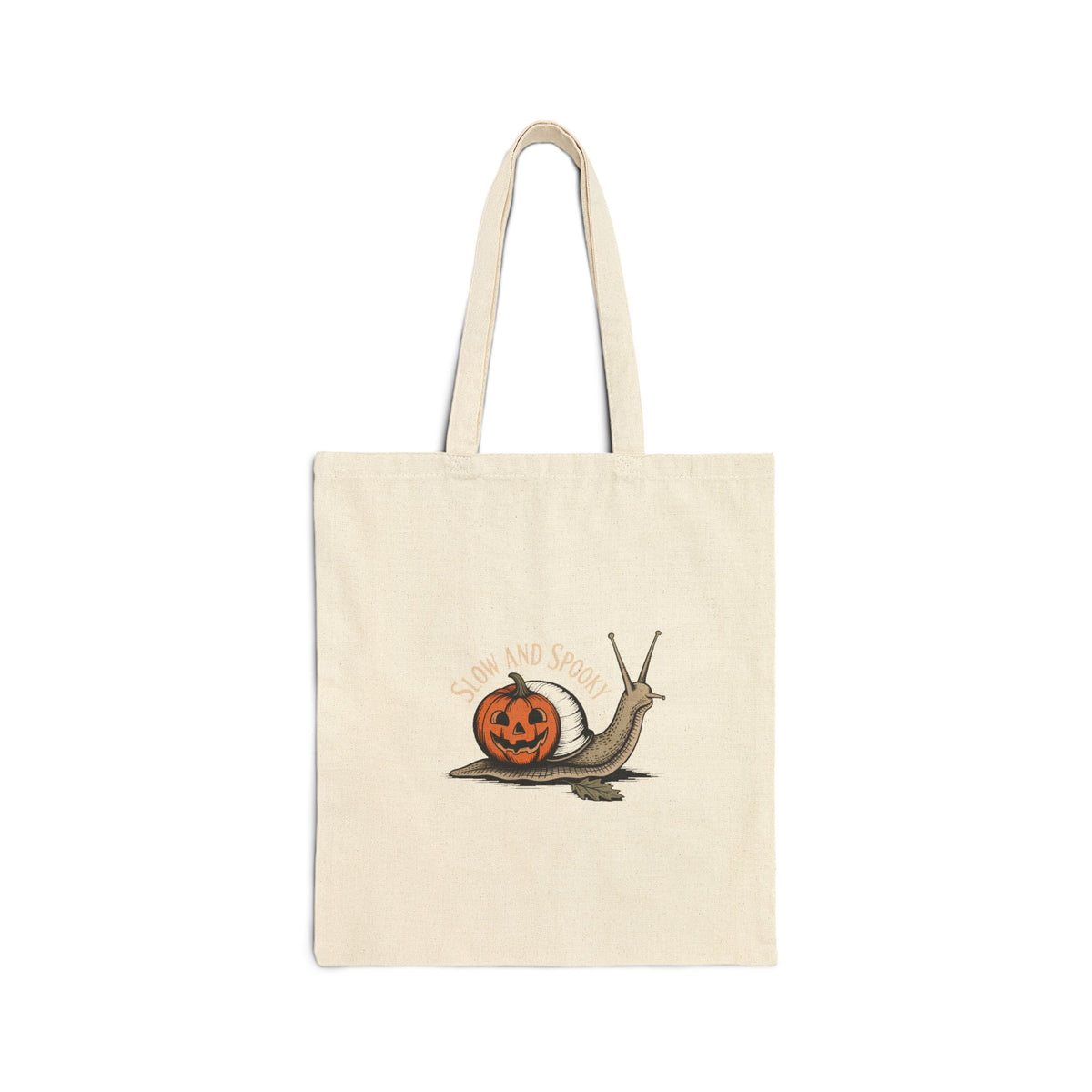 Slow And Spooky Snail Tote Bag, Vintage Halloween Canvas Bag, Pumpkin Snail Naturalist Print, Cute Fall Gift Tote for Autumn Lovers