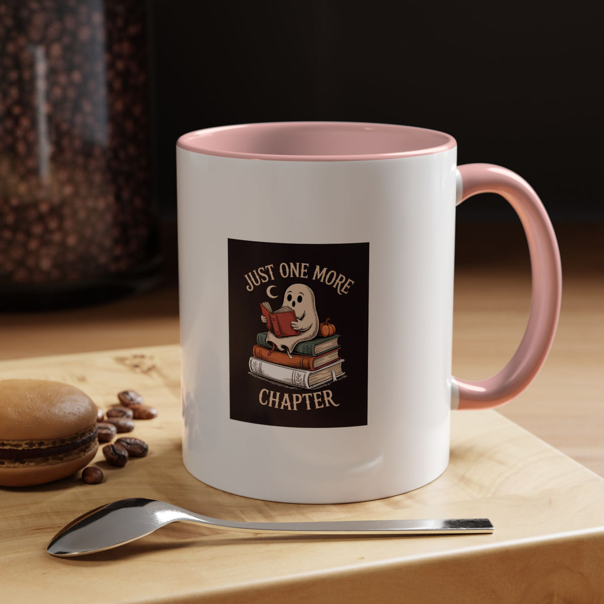 Just One More Chapter Ghost Mug, Halloween Reading Mug, Bookish Ghost Coffee Cup, Cozy Fall Book Lover Gift, Spooky Season Mug