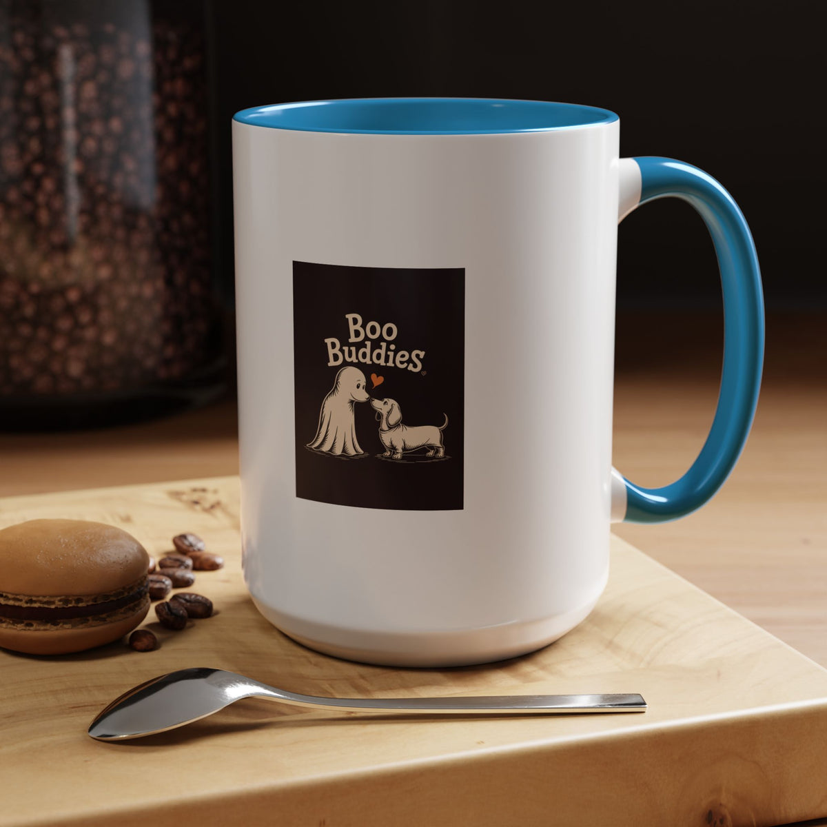 Boo Buddies Dog And Ghost Mug, Halloween Dachshund Ghost Coffee Mug, Cute Spooky Season Gift, Funny Dog Lover Halloween Mug
