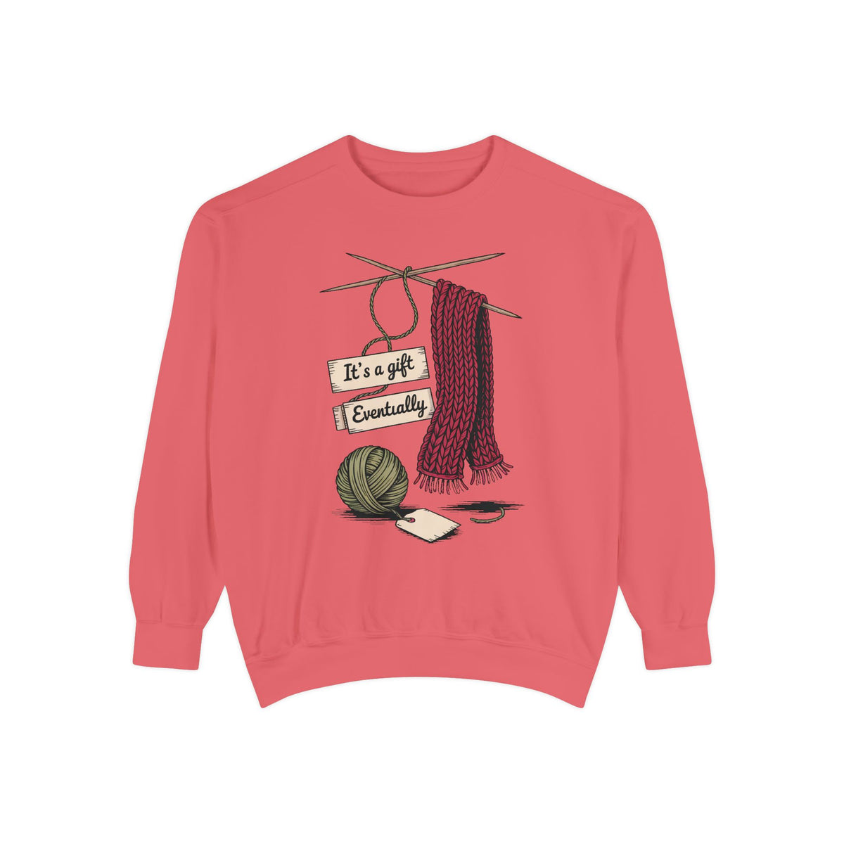 Knitter Christmas Sweatshirt, It's A Gift Eventually, Funny Knitting Crewneck, Christmas Gift For Knitter, Yarn Lover Sweatshirt, Crafter H…