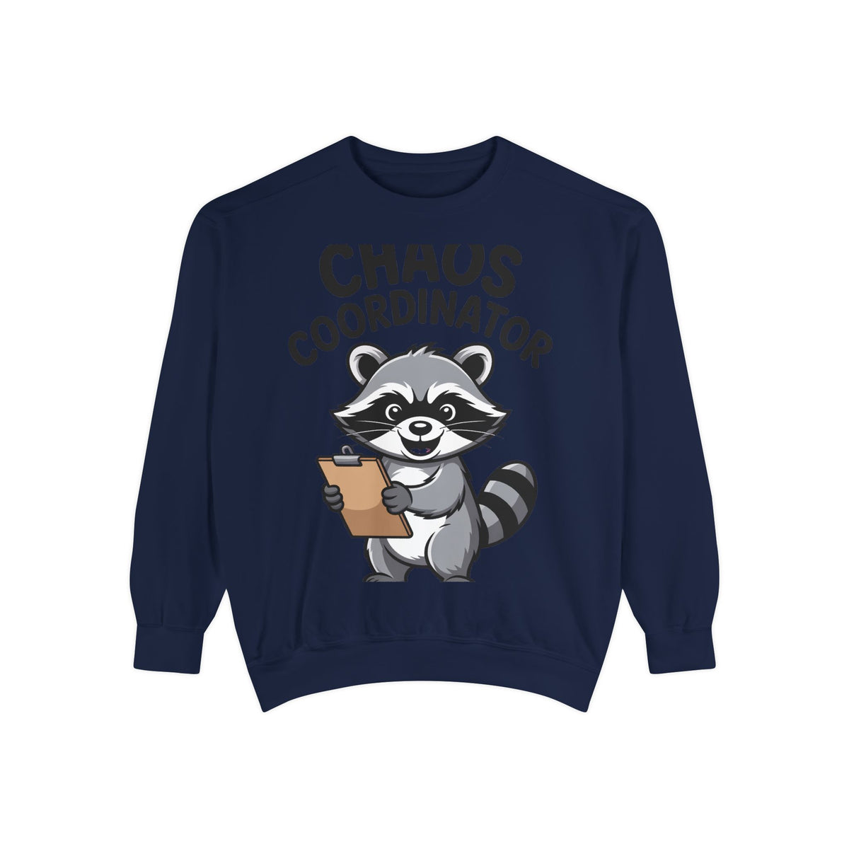 Chaos Coordinator Raccoon Sweatshirt, Funny Raccoon Crewneck, Cute Cartoon Raccoon Gift, Embroidered Patch Style Pullover