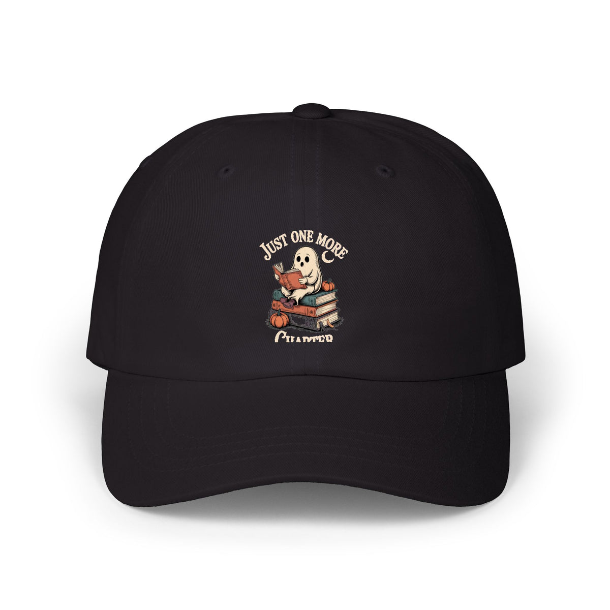 Just One More Chapter Ghost Dad Hat, Halloween Reading Cap, Spooky Book Lover Gift, Bookish Ghost Embroidered Hat, Cozy Fall Cap