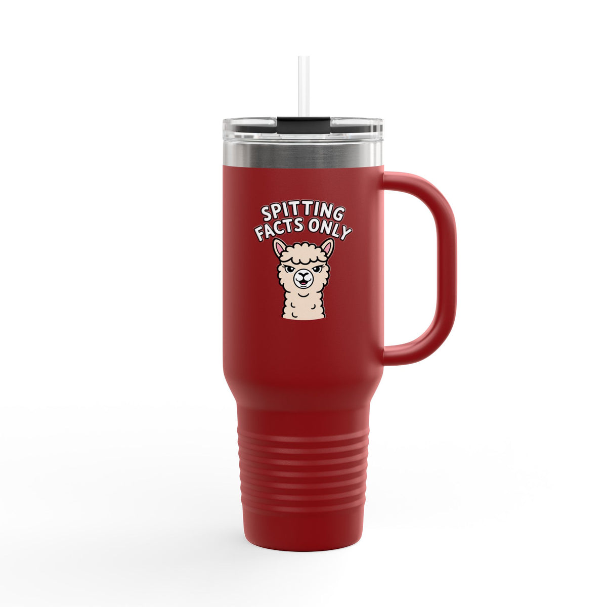 Funny Alpaca Travel Mug, Spitting Facts Only Tumbler, Sassy Alpaca 40oz Insulated Cup, Cute Animal Gift for Her, Funny Coffee Tumbler
