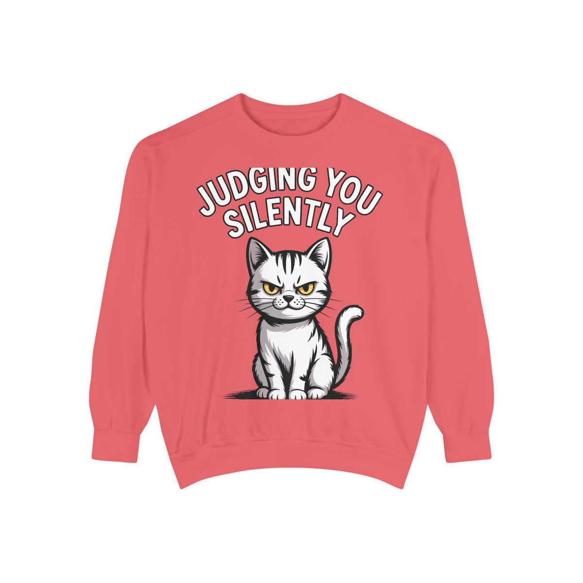 Judging You Silently Cat Sweatshirt, Funny Cat Lover Crewneck, Sarcastic Cat Embroidered Patch Style Sweatshirt, Cute Cat Gift