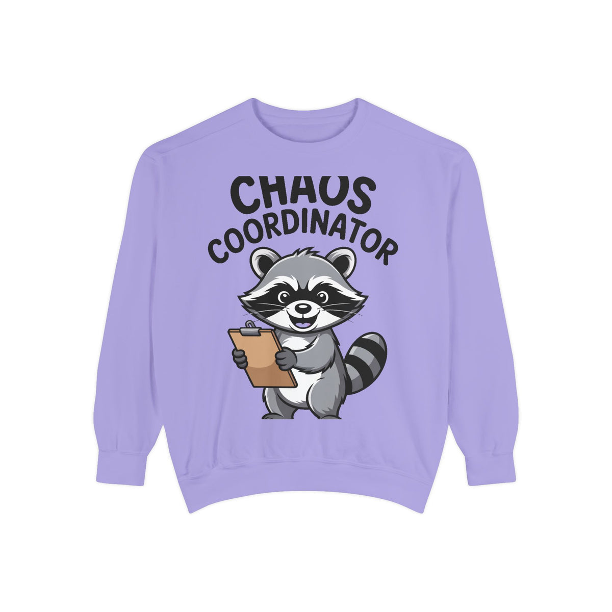 Chaos Coordinator Raccoon Sweatshirt, Funny Raccoon Crewneck, Cute Cartoon Raccoon Gift, Embroidered Patch Style Pullover