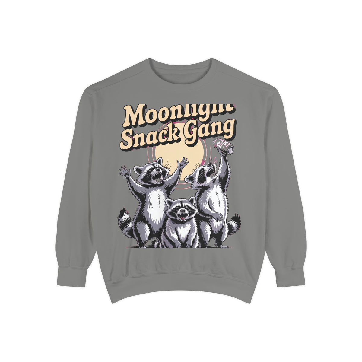 Retro Raccoon Sweatshirt, Moonlight Snack Gang Crewneck, Vintage 90s Raccoon Graphic Pullover, Funny Trash Panda Gift