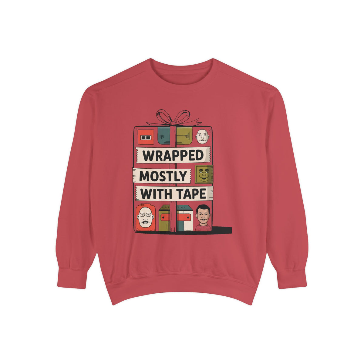 Gift Wrapper Sweatshirt, Wrapped Mostly With Tape Funny Christmas Crewneck, Funny Gift Wrapping Humor Sweater, Holiday Gift For Bad Wrapper