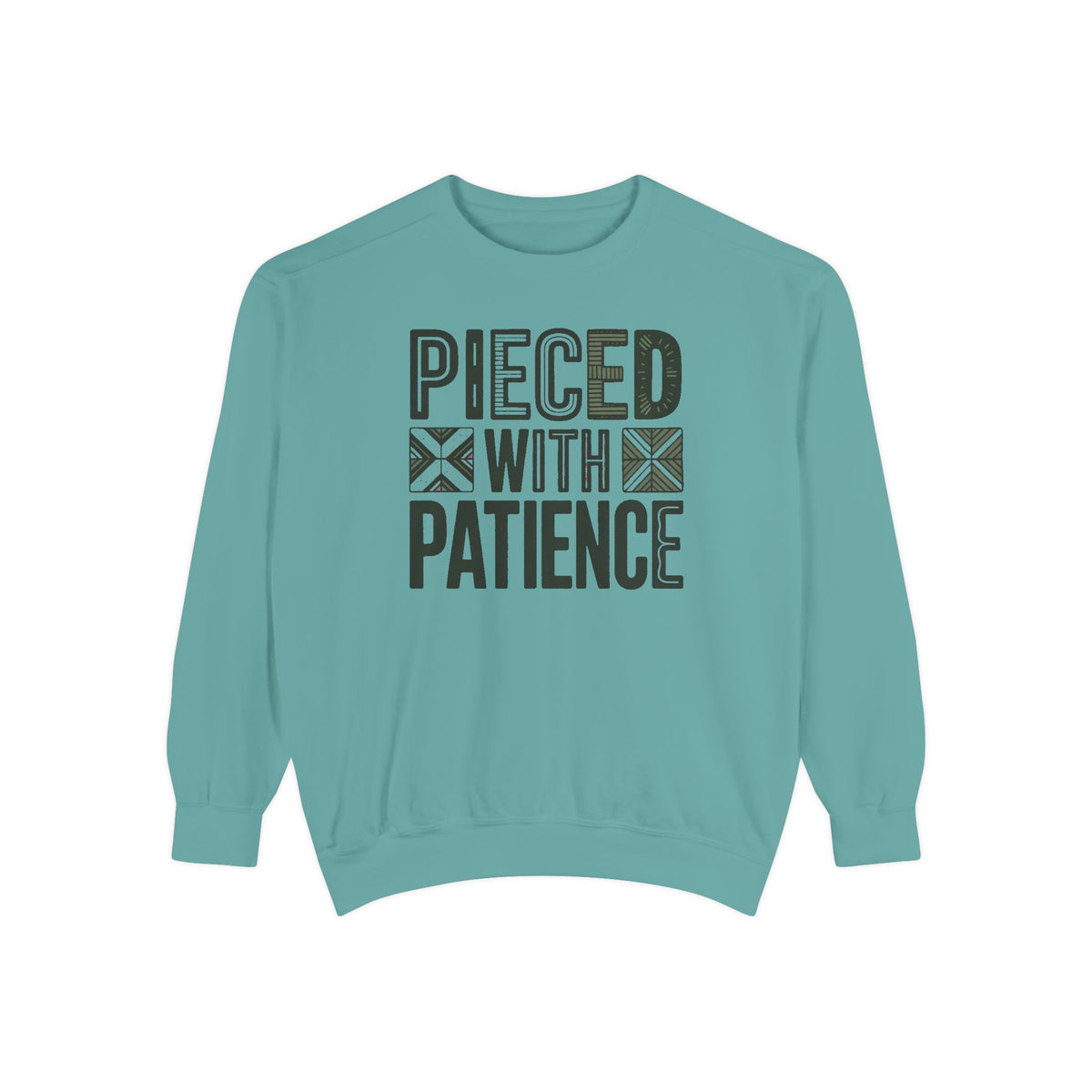 Quilting Sweatshirt, Pieced With Patience Crewneck, Gift For Quilter, Quilting Hobby Sweatshirt, Patchwork Lover Gift, Quilt Block Crewneck